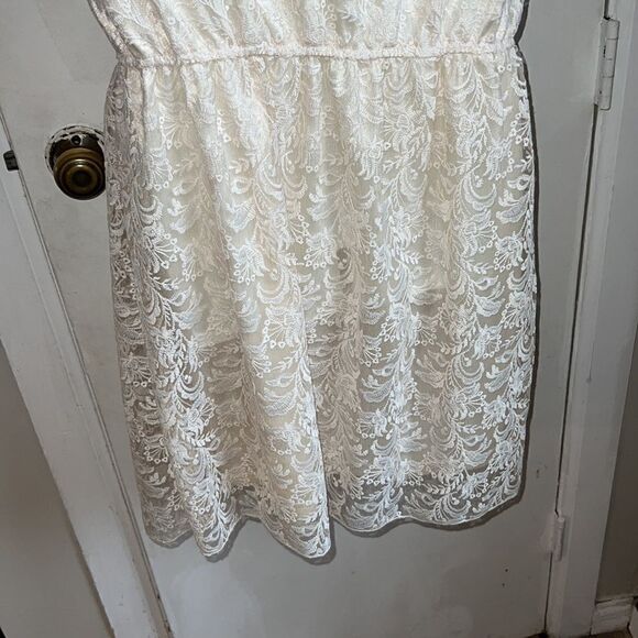 MOLLY BRACKEN Off White Lace Knee Length Dress-L NWT - Picture 6 of 9